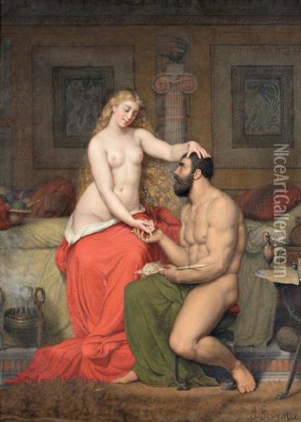 Hercule Et Omphale Oil Painting - Jules Marie Sevestre