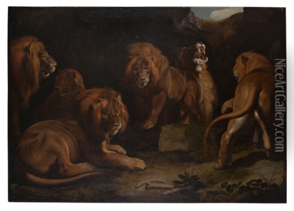 The Lion's Den Oil Painting - Paul de Vos