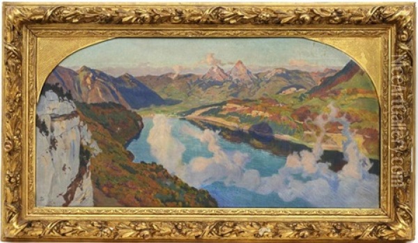 Berceau De La Confederation, Le Lac Des Quatre-cantons Oil Painting - Charles Giron