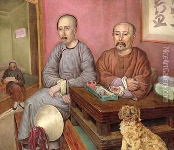 Chinese Merchants Oil Painting - Carl Peter Mazer