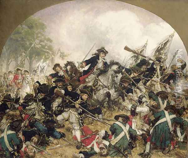 The Old Dessauer in the Battle of Turin Oil Painting - Hermann Joseph Wilhelm Knackfuss