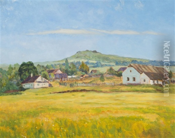 Landscape With Castle Ruin Oil Painting - Frantisek Kavan