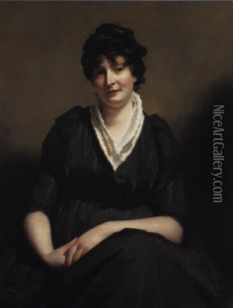 Portrait Of Mrs. Dundas Of Dundas Wearing A Charcoal Colored Dress Oil Painting - Sir Henry Raeburn