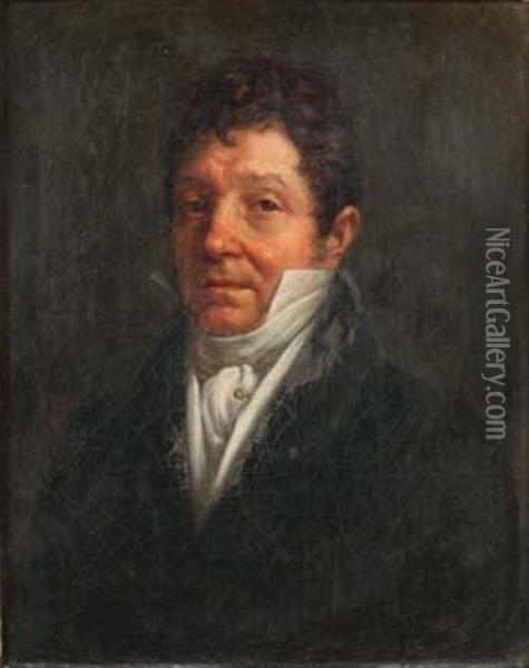 Portrait Presume De M. Froissinet En Buste, Gilet, Chemise Et Cravate Blanche Oil Painting - Louis-Charles-Auguste Couder