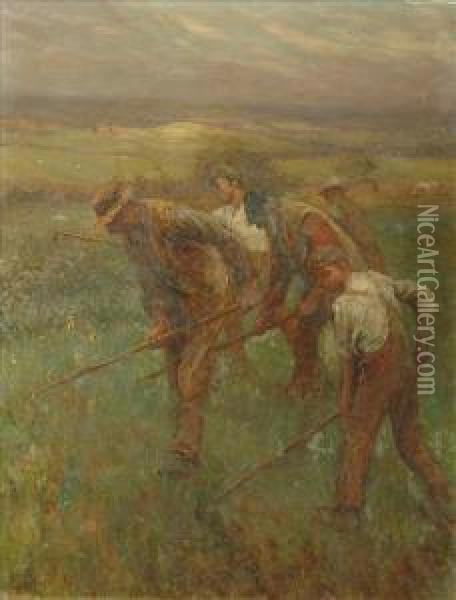 Out In The Fields Oil Painting - Harvey Harold
