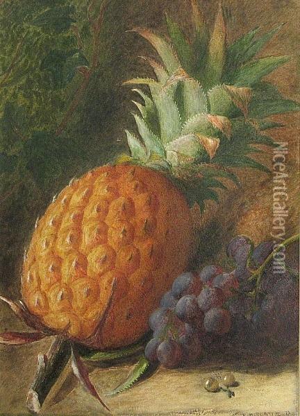 A Still Life With Grapes And A Pineapple Oil Painting - Charles Henry Slater