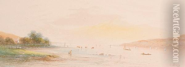 Estuary Scene Oil Painting - Lennard Lewis