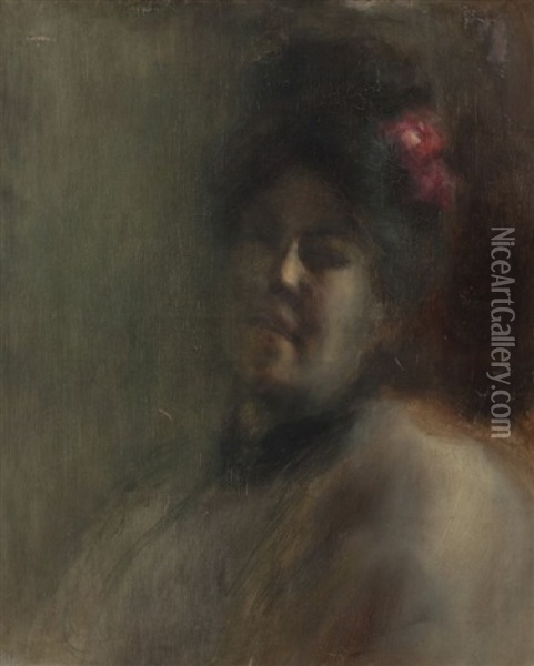 Portrait Of A Lady Oil Painting - Eugene Carriere