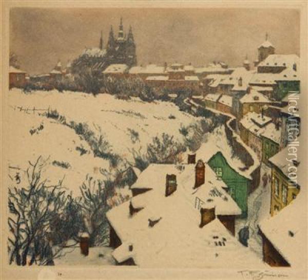 A View Of Prague Castle Oil Painting - Tavik Frantisek Simon