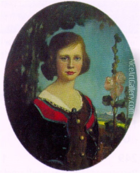 Madchen In Berechtesgadener Tracht Oil Painting - Anton Mueller-Wischin
