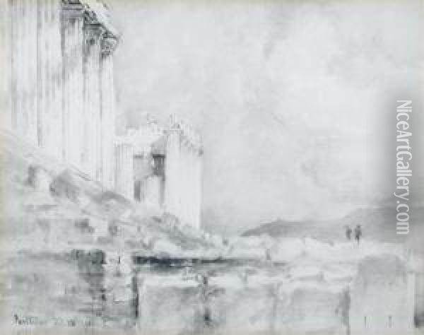 The Parthenon Oil Painting - James Braithwaite Peile