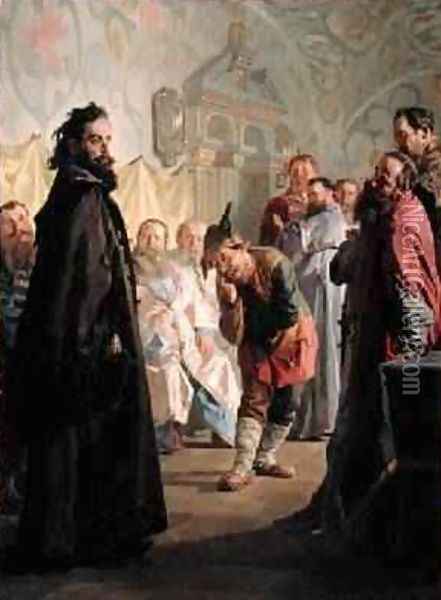 The Disgraced Boyar and a Jester 1891 Oil Painting - Nikolai Vasilievich Nevrev
