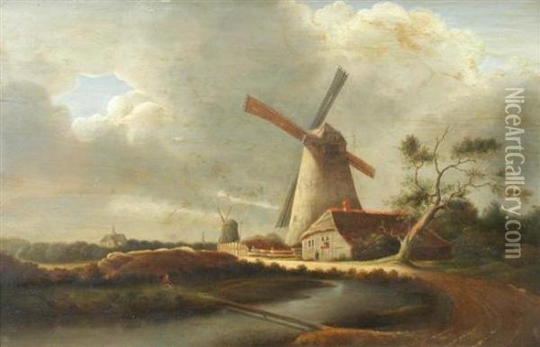 Landscape With Windmill Oil Painting - Jacob Van Ruisdael