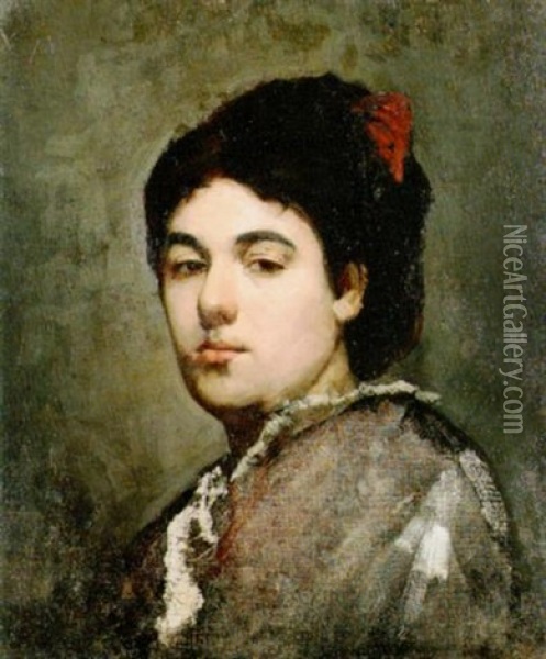 Portat Einer Dame Mit Dunklen Haaren Oil Painting - Edouard Manet