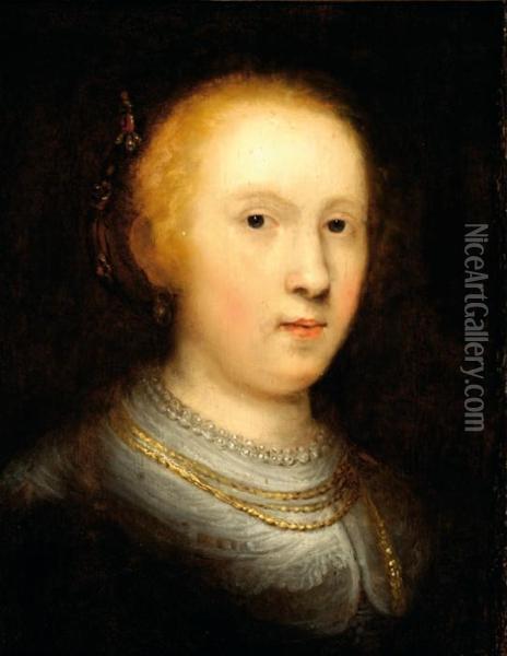 Portrait Of Liesbeth Harmensdr. Van Rijn Oil Painting - Rembrandt Van Rijn