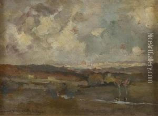 Paesaggio Con Veduta Di Firenze Oil Painting - Adolfo Tommasi