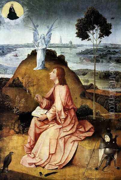 St John the Evangelist on Patmos 1504-05 Oil Painting - Hieronymous Bosch