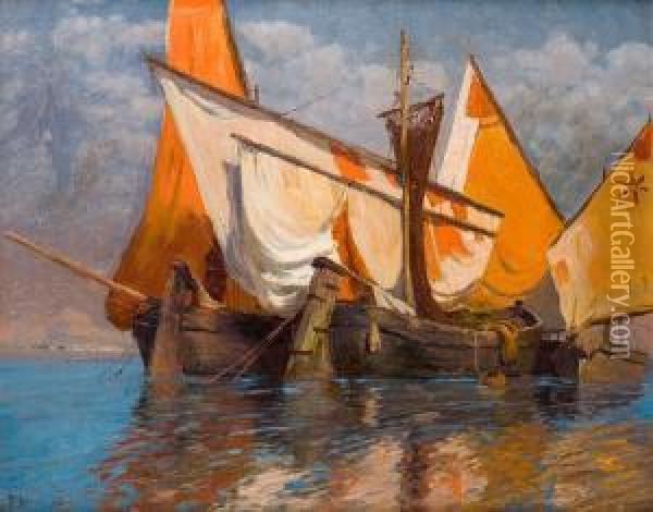 Barques De Peche Oil Painting - Franz Xaver Hoch