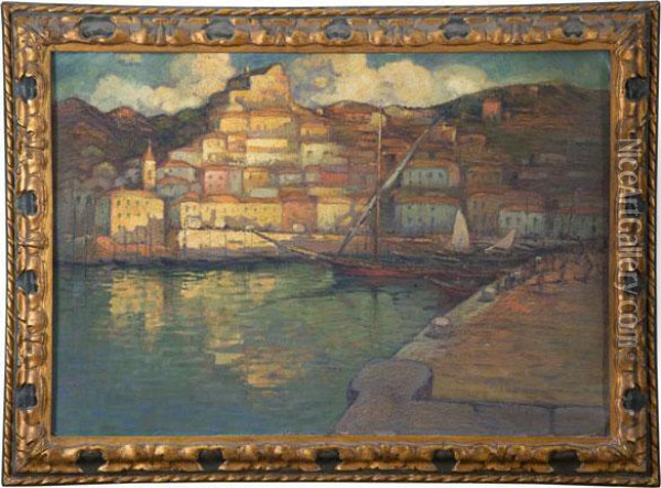 Porticciolo In Sardegna Oil Painting - Hector Nava