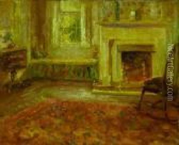 Sitting Room With Fireplace Oil Painting - William Glackens