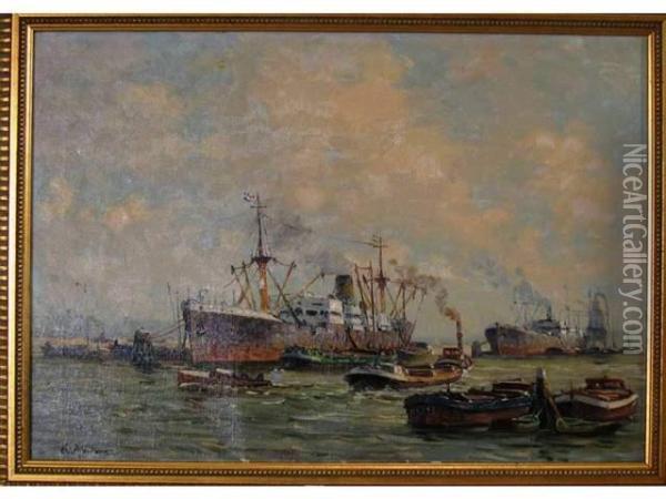 Bateaux Au Port Oil Painting - Gustave Mascart