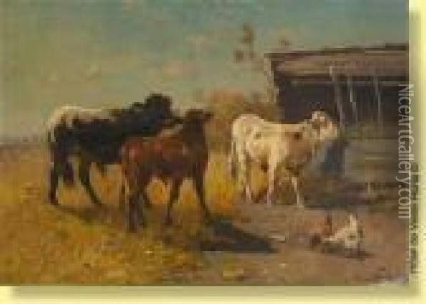 Vaches Sur Fond De Mer Du Nord Oil Painting - Henry Schouten