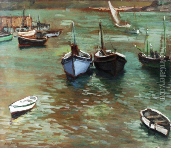 The Harbour, St Ives Oil Painting - Biddy Macdonald Jamieson