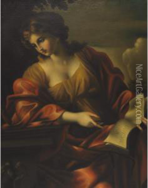 A Sybil Oil Painting - Giovanni Francesco Romanelli