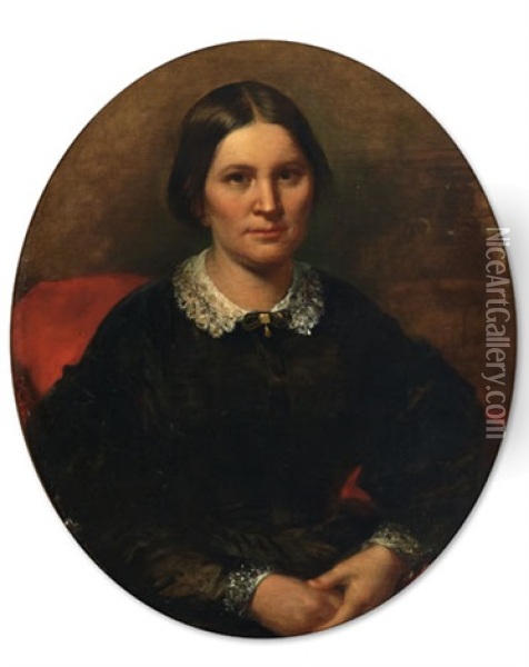 Waist-length Portrait Of Justine Clermont, Wife Of Johann Adam Lemp, Of St. Louis Oil Painting - Manuel Joachim De Franca