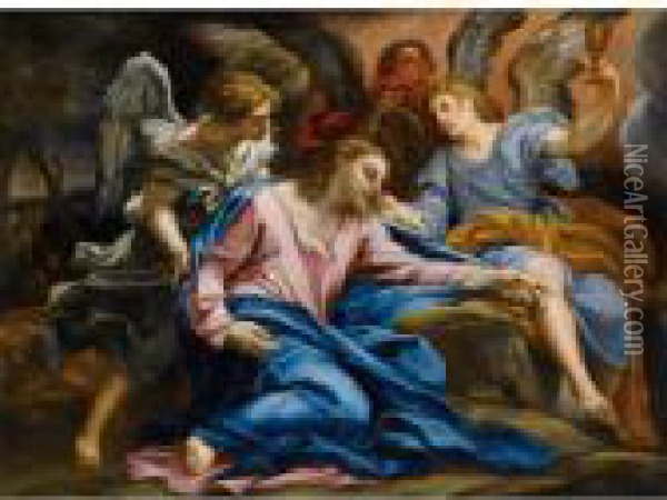 Le Christ Console Par Les Anges Oil Painting - Carlo Maratta or Maratti