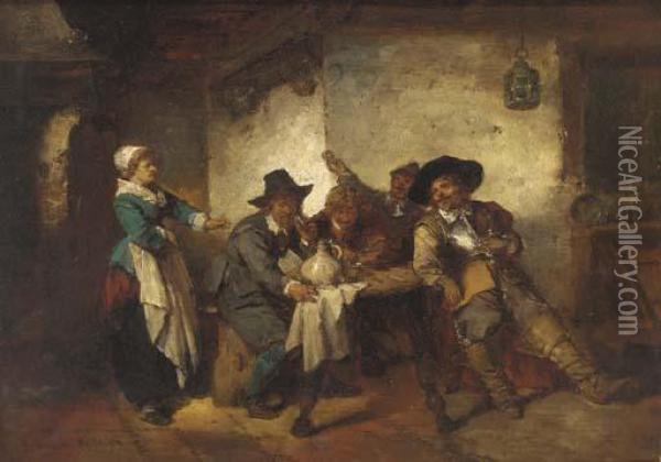 Cavaliers Drinking In The Tavern Oil Painting - Herman Frederik Carel ten Kate