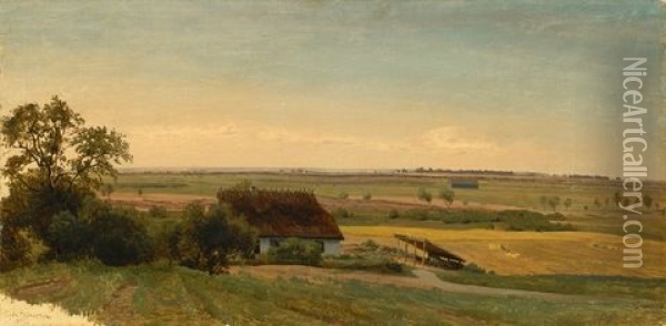 Weite Landschaft Mit Bauernhaus Oil Painting - Carl Scherres