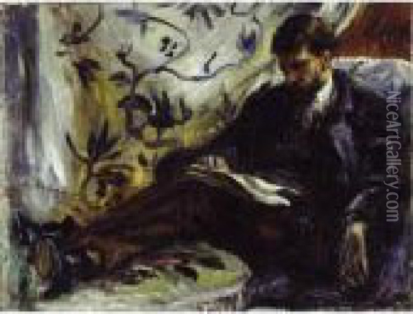 Portrait D'edmond Maitre (le Liseur) Oil Painting - Pierre Auguste Renoir