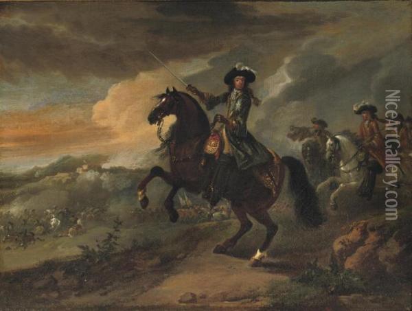 William Iii Leading His Troops At The Battle Of Namur Oil Painting - Jan Wyck