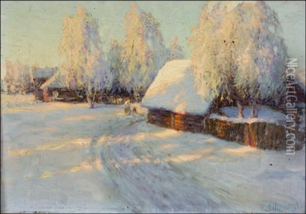 Aurinkoinen Talvipaiva Oil Painting - Ivan Fedorovich Choultse