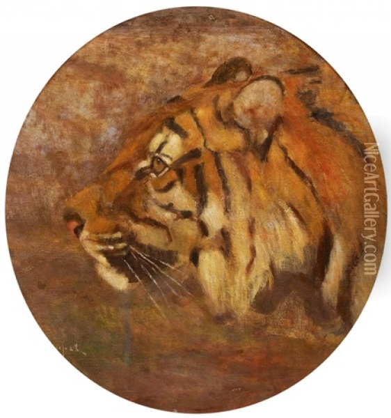 Tigerkopf Oil Painting - Carl Heinrich Wilhelm Appel
