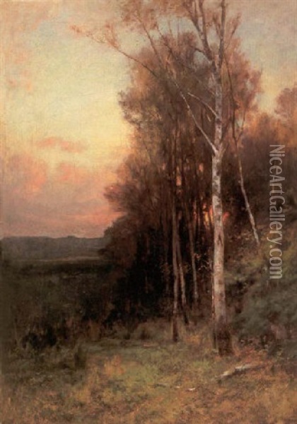 Sunset Through The Trees Oil Painting - Roswell Morse Shurtleff