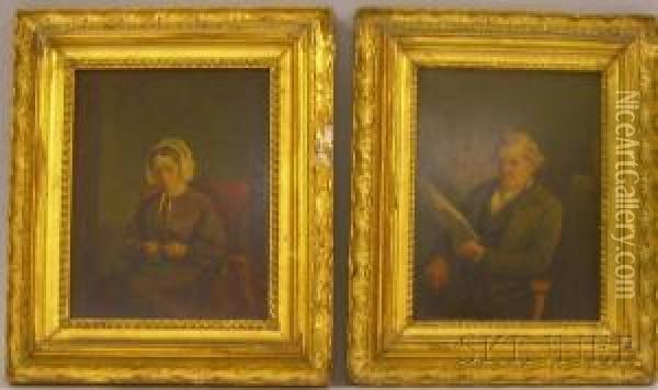 Portraits Of Mr. Israel Evans Herrick And Mrs. Martha Swan Oil Painting - Henry Walker Herrick
