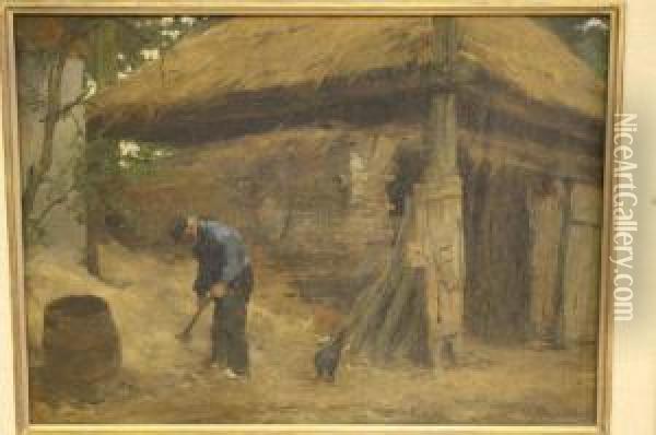 Boer Bij De Schuur Oil Painting - Frederik Nachtweh