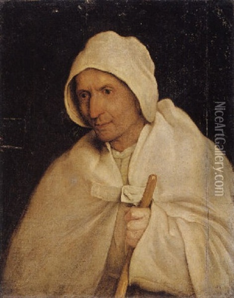 A Study Of A Pilgrim, Holding A Staff Oil Painting - Pieter Bruegel the Elder