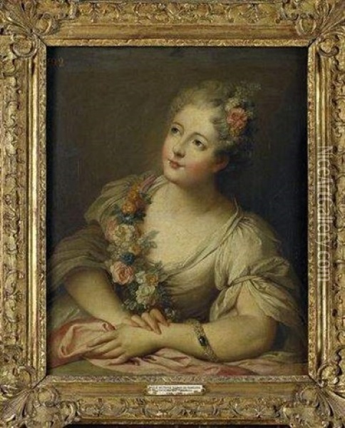 Portrait De Marie Victoire Sophie De Noailles, Comtesse De Toulouse Oil Painting - Charles-Antoine Coypel