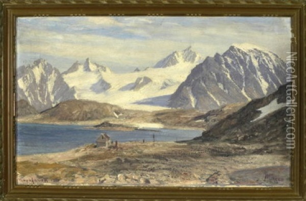 Arktische Landschaft Mit Blick Auf Den Nansengletscher In Spitzbergen Oil Painting - Georg Macco