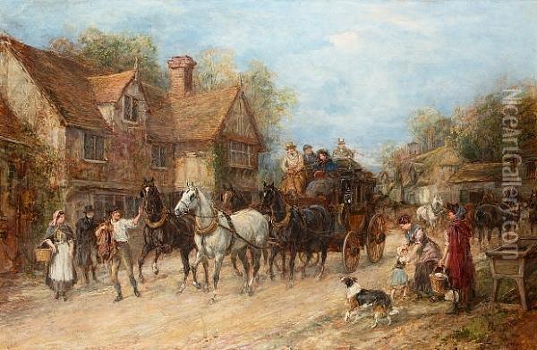 The Morning Coach Oil Painting - Heywood Hardy