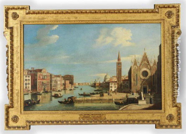 The Grand Canal, Looking East From The Carita Towards Thebacino Oil Painting - (Giovanni Antonio Canal) Canaletto
