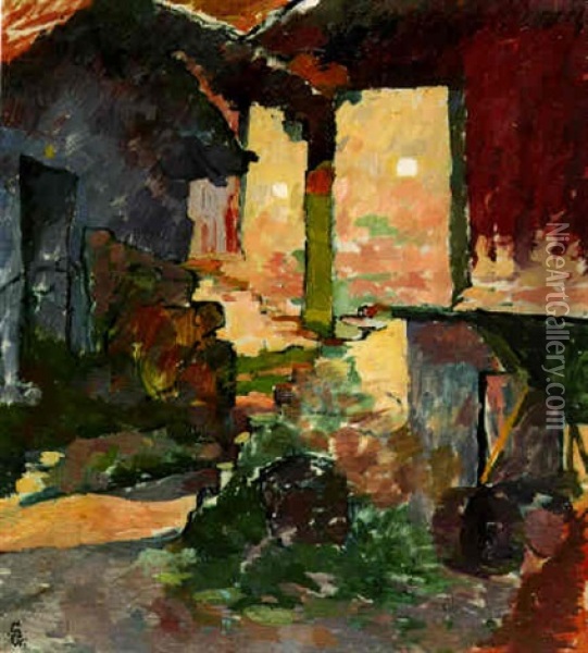 Vicolo A Capolago Oil Painting - Giovanni Giacometti