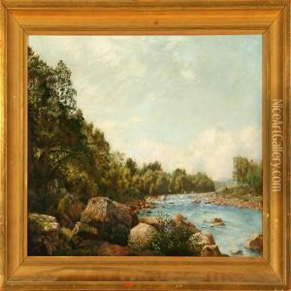 View Of A River Oil Painting - John Menzies