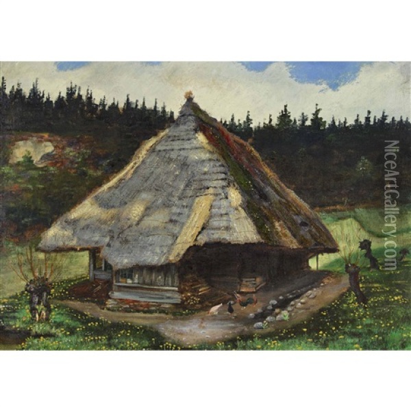 Bauernhaus Im Grunen Oil Painting - Johann Othmar Doebeli