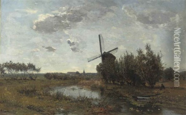 Vue Sur Le Village Abcoude (hollande) Oil Painting - Paul Joseph Constantin Gabriel