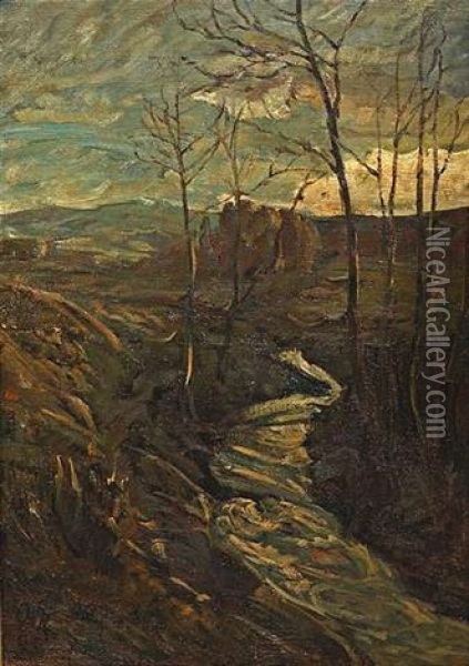 Der Feuerbach Im Herbst Oil Painting - Otto Reiniger