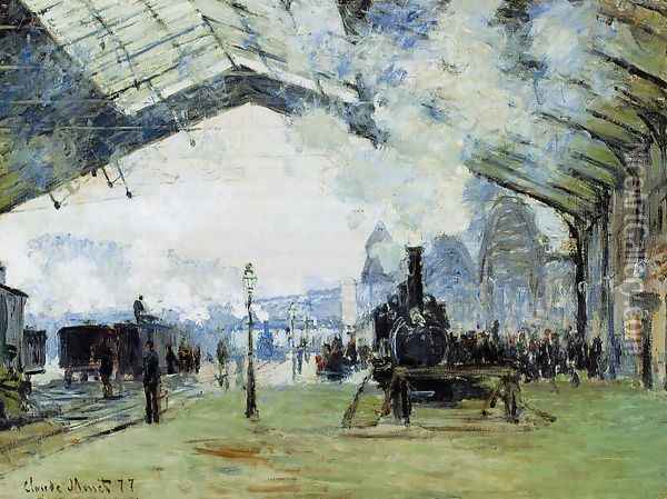 Arrival Of The Normandy Train Gare Saint Lazare Oil Painting - Claude Oscar Monet